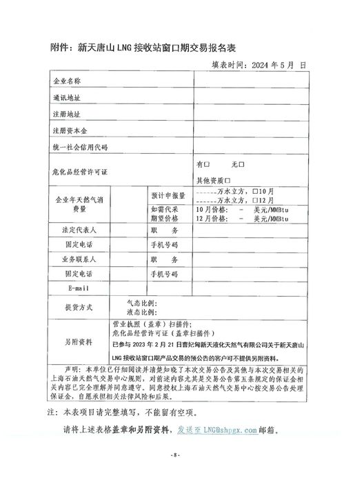 关于新天唐山lng接收站窗口期产品交易的公告